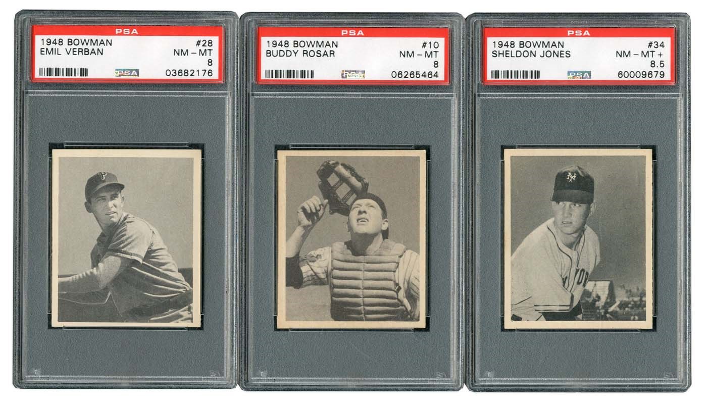 - 1948 Bowman HIgh Grade PSA Lot of (3) cards