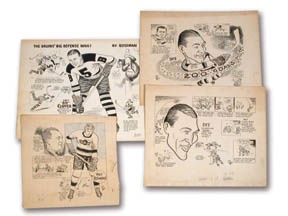 - Dit Clapper's 1930's Boston Bruins Original Artwork Collection (6)