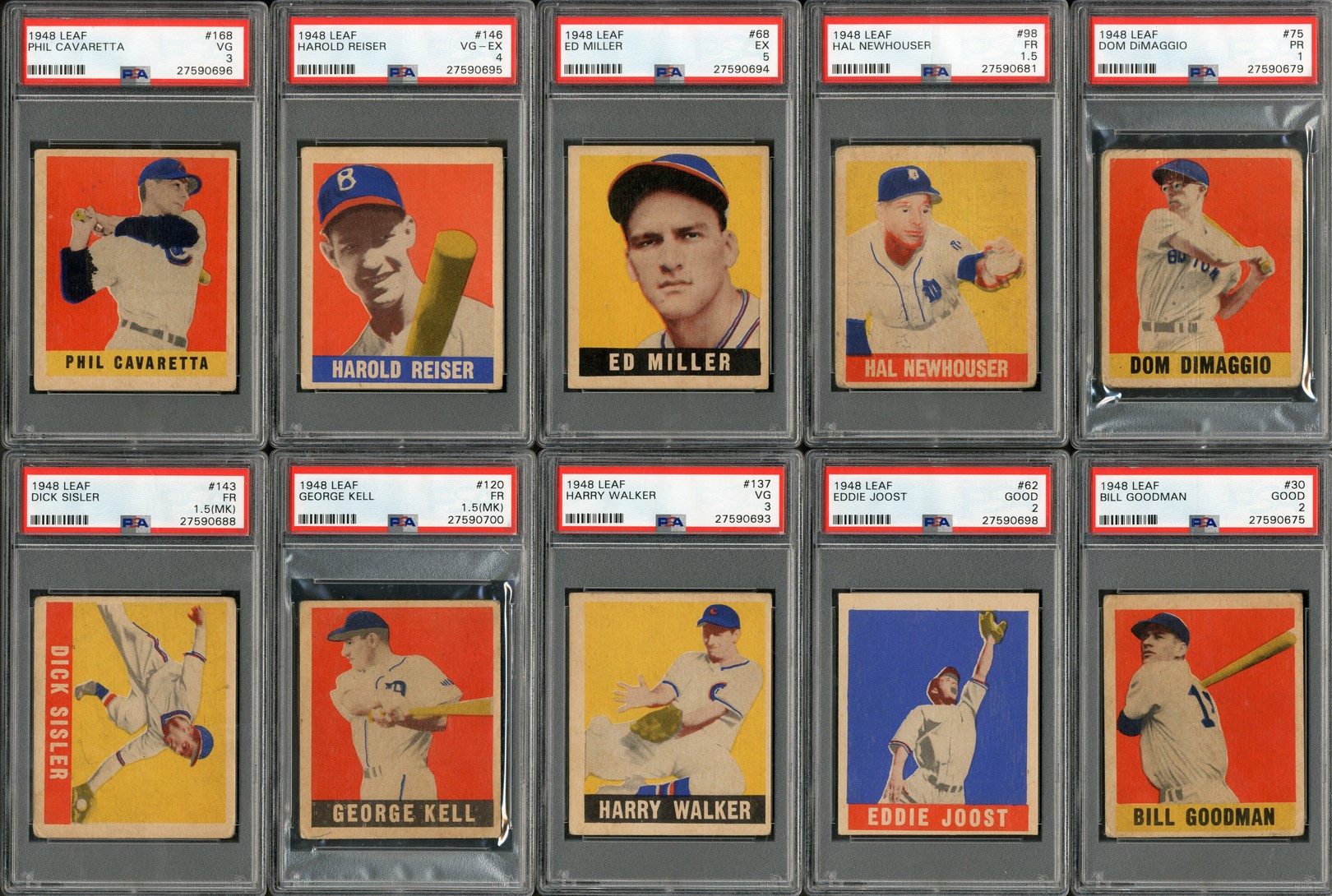 Baseball and Trading Cards - 1948 Leaf PSA Graded Single Print Collection with Cavaretta! (29)