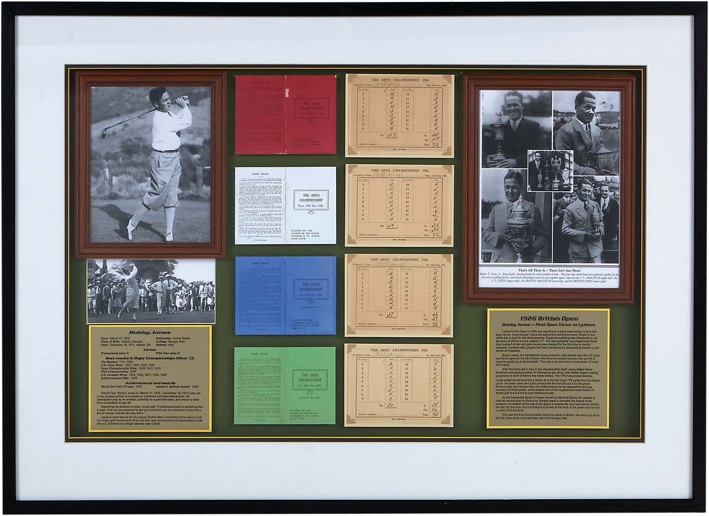 Olympics and All Sports - Historic Bobby Jones 1926 British Open Tournament Complete Set of Signed Scorecards (PSA)