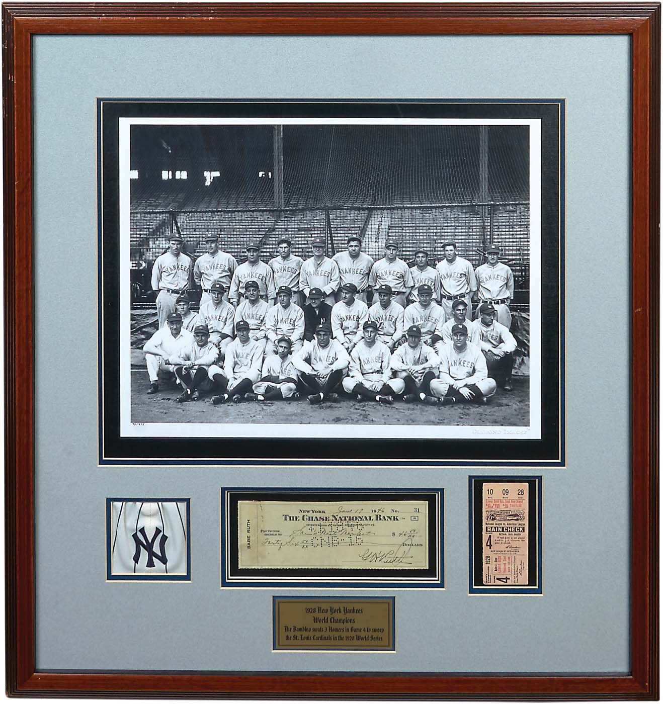 1946 Babe Ruth Signed Check Display (PSA & SGC)