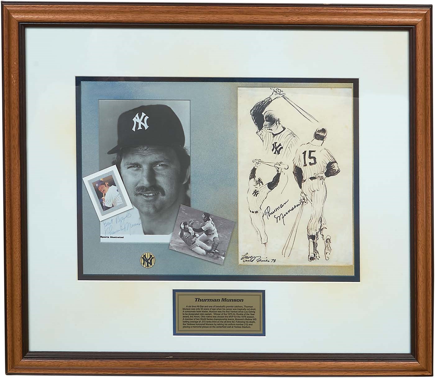 - Thurman Munson Signed Artwork & Signed Photo Display (PSA)