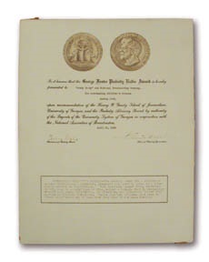 Howdy Doody - 1949 Howdy Doody Peabody Award Certificate