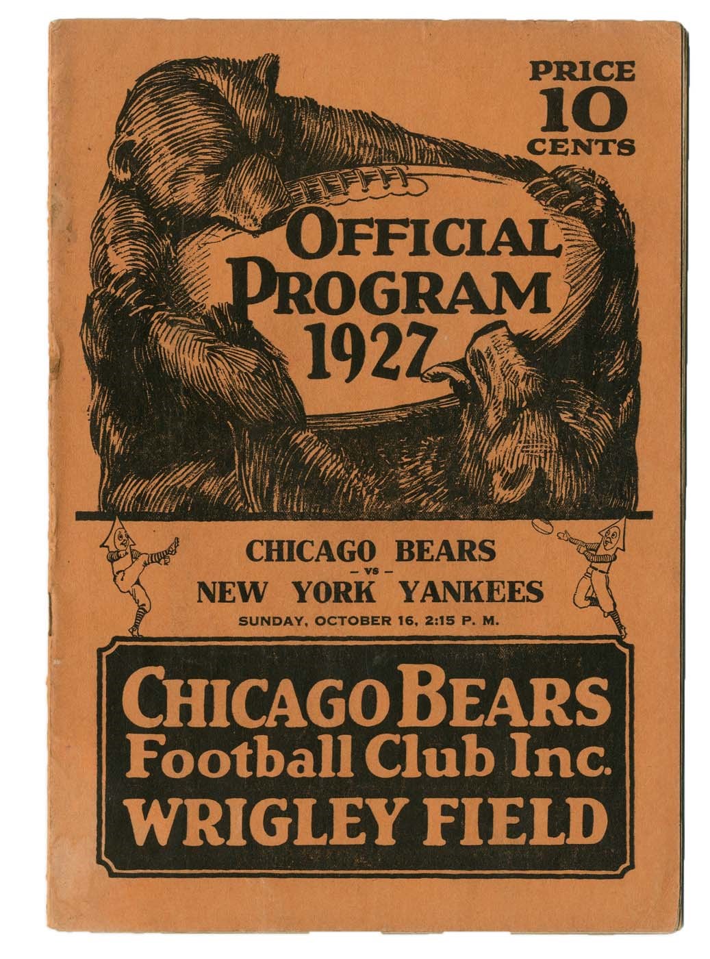 - 1927 New York Yankees at Chicago Bears Program - Red Grange Knee Injury Game!