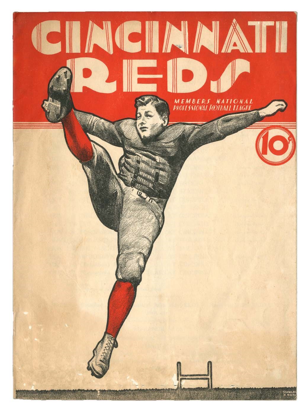 - 1933 Brooklyn Dodgers at Cincinnati Reds NFL Program - Extremely Rare!