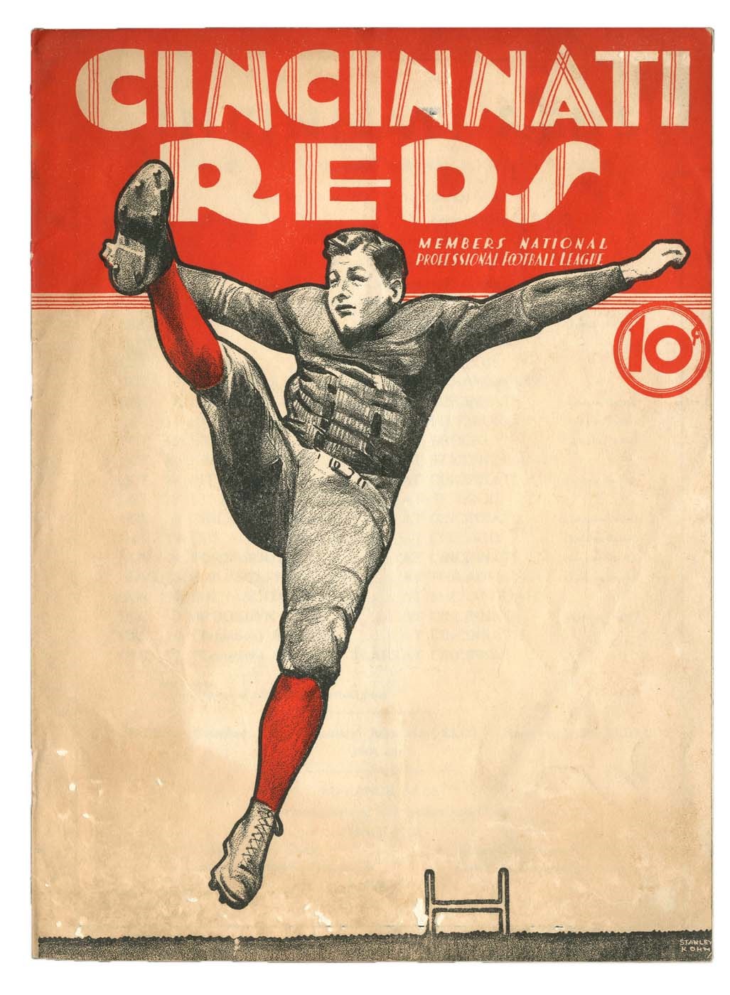 Football - 1933 Brooklyn Dodgers at Cincinnati Reds NFL Program - Extremely Rare!