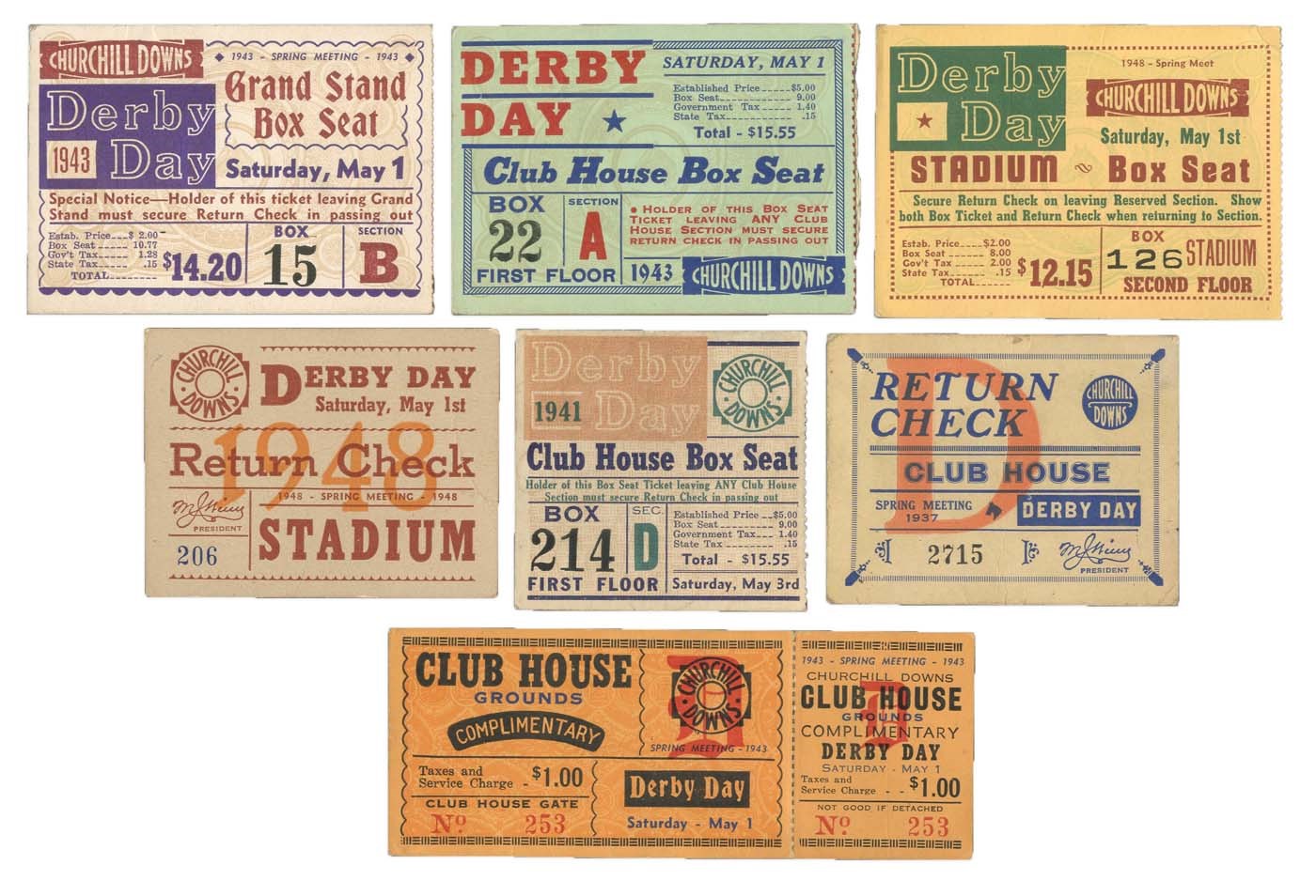Horse Racing - 1937-48 Kentucky Derby Admission Tickets (7)
