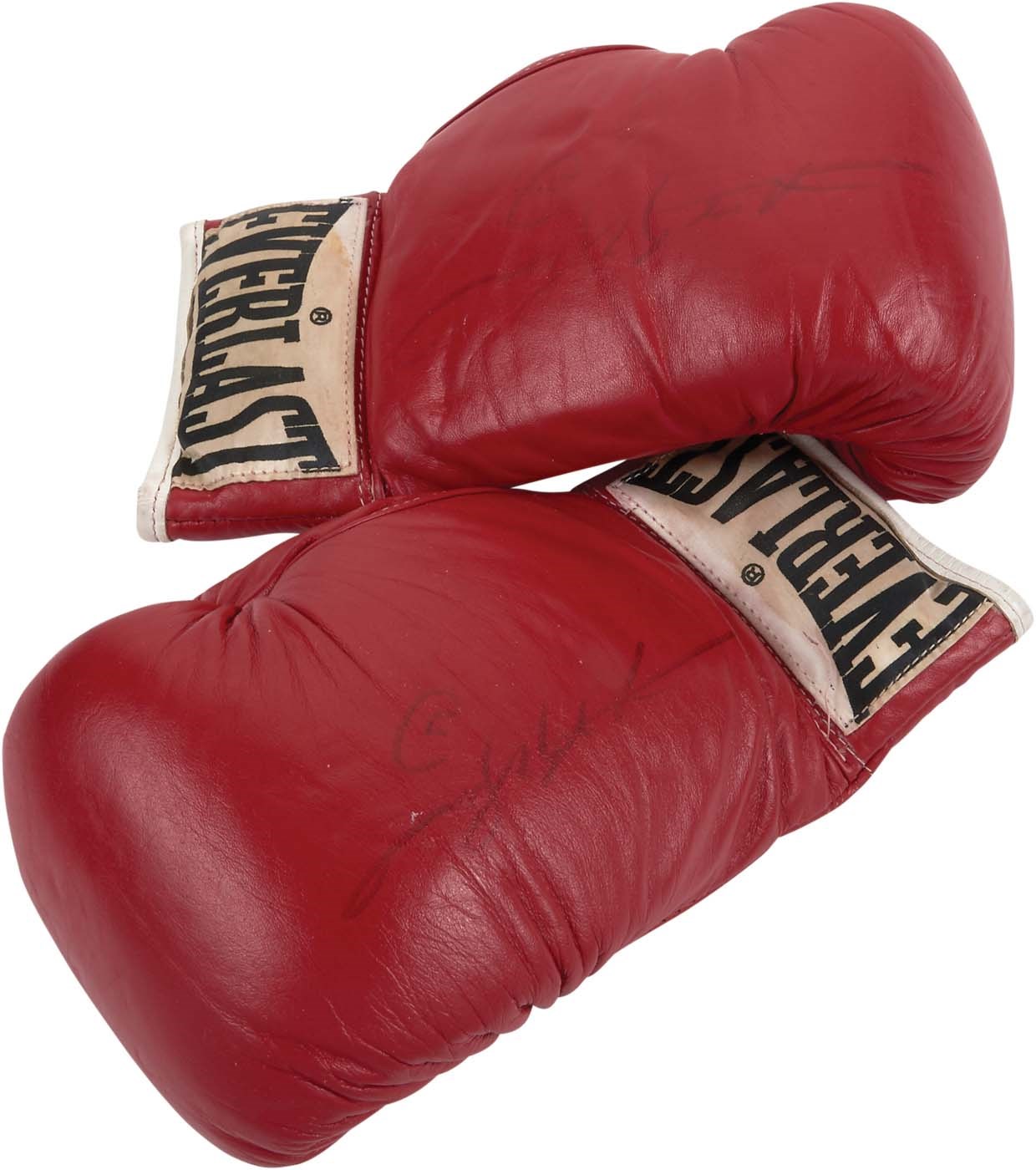 - 1977 Sugar Ray Leonard Pro Debut Signed Fight Gloves (Photo-Matched)
