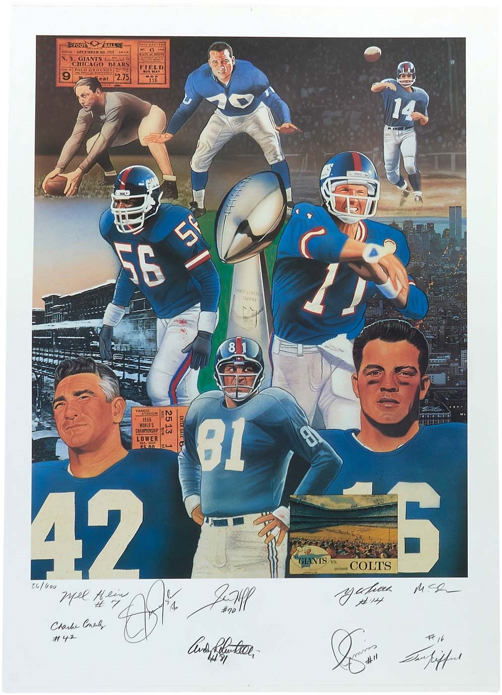 - NY Giants Greats Signed Lithograph
