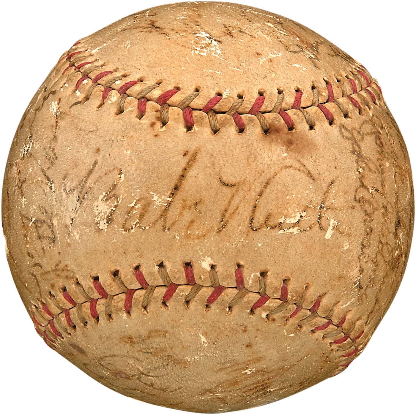 NY Yankees, Giants & Mets - 1934 New York Yankees Team-Signed Baseball w/Ruth & Gehrig (PSA)
