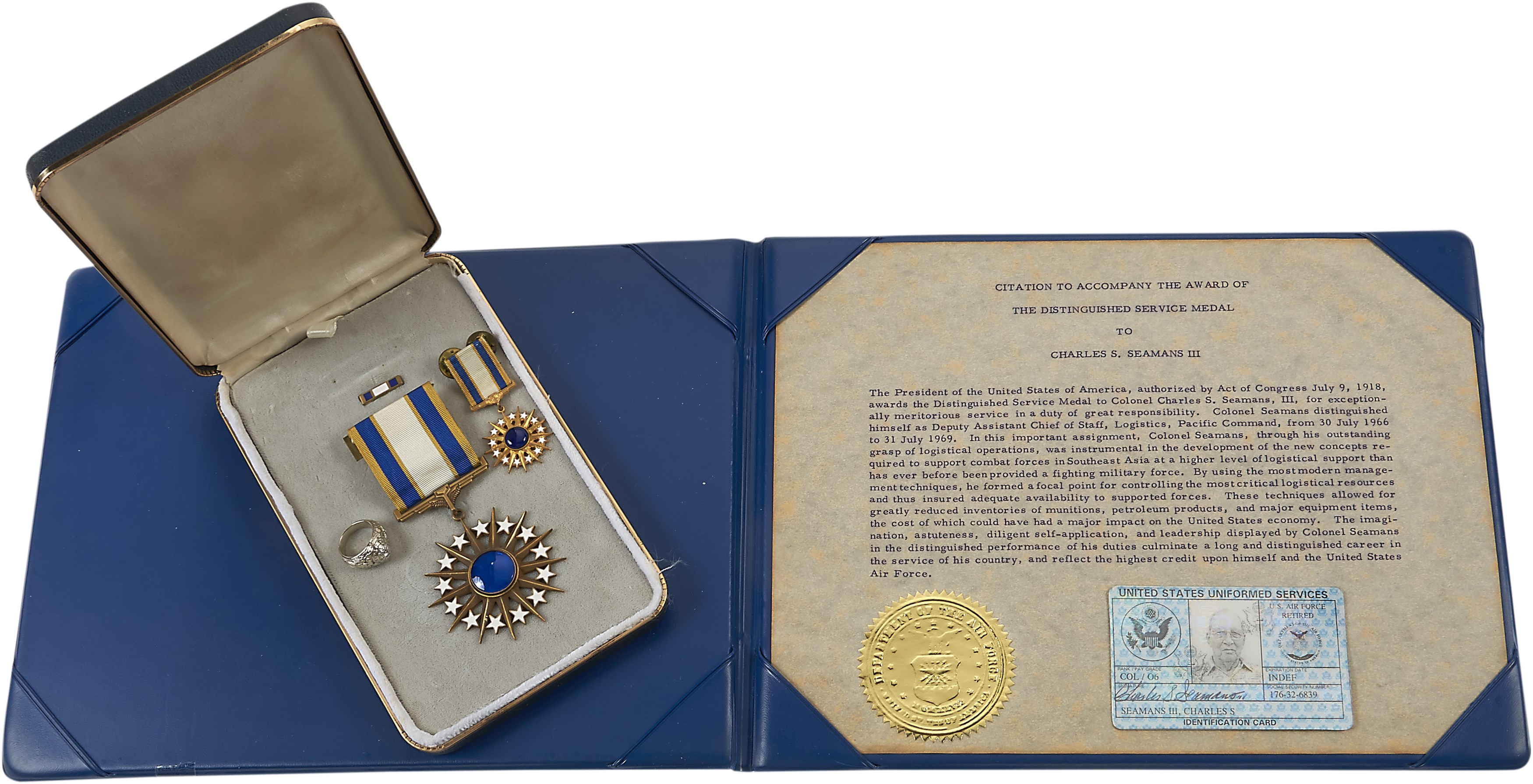 - 1969 Distinguished Service Medals & 1941 West Point Platinum Diamond Ring Presented to Charles Seamans III