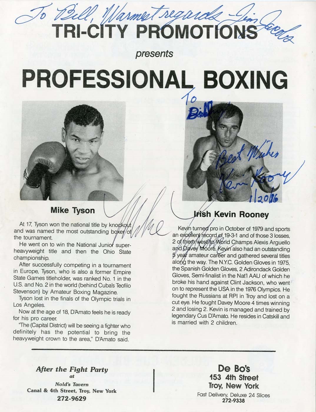 - 1985 Mike Tyson Signed First Professional Fight Scorecard w/Ticket (PSA)