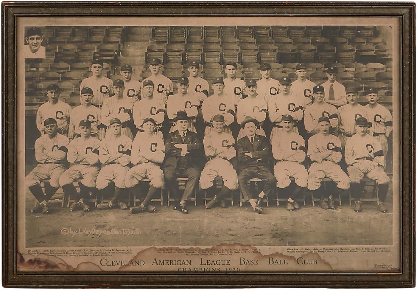 Huge 1920 Cleveland Indians Photograph Presented to "Smoky" Joe Wood
