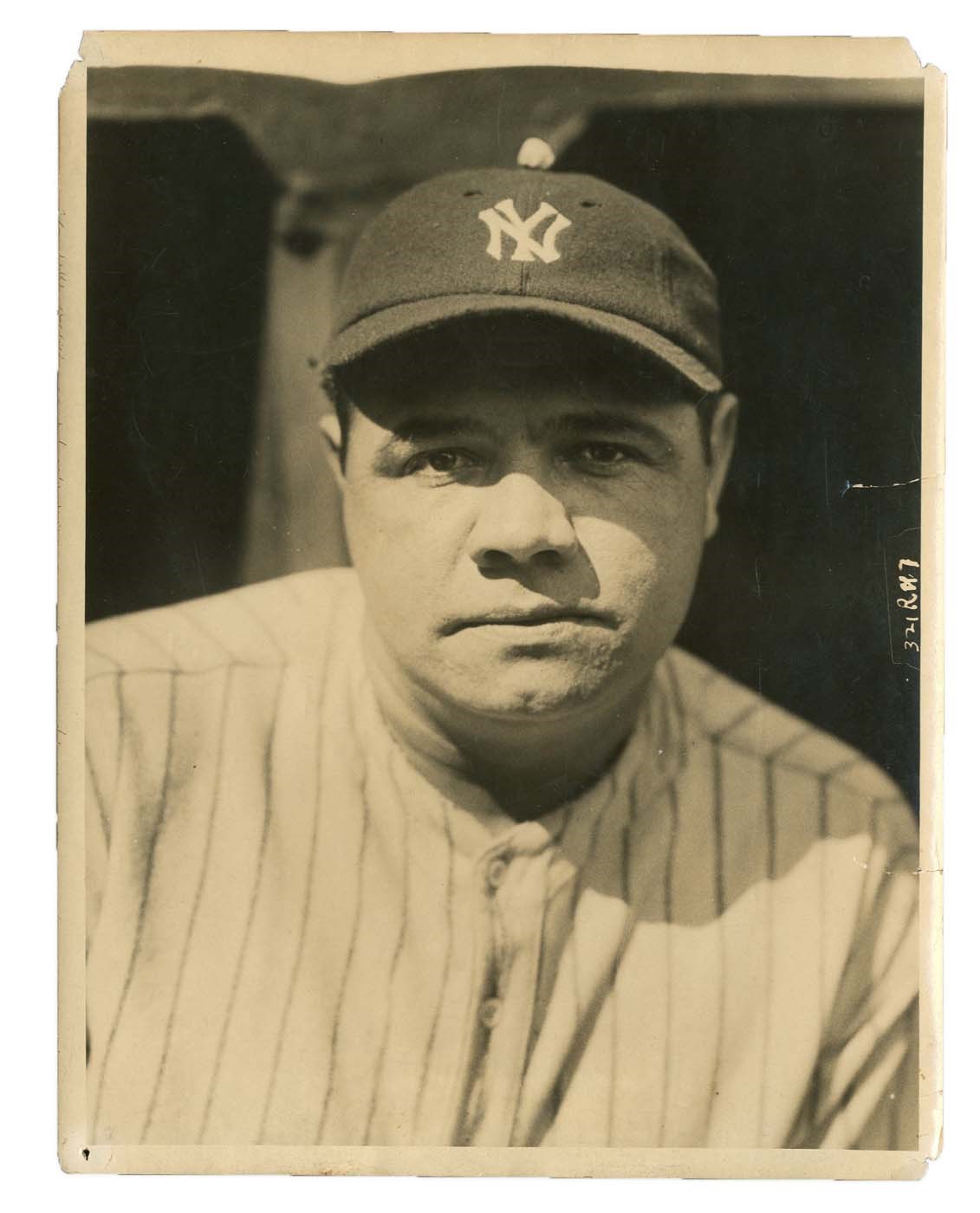 Ruth and Gehrig - 1924 Babe Ruth "Gum on Cap" Type I Photograph by Charles Conlon