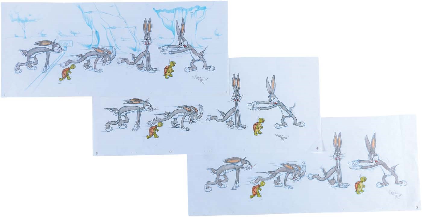 - 1990s "Tortoise and the Hare" Illustration Set by Virgil Ross