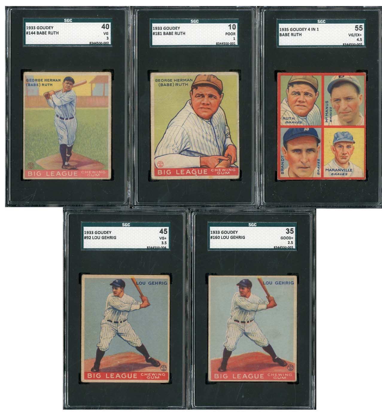- 1933 and 1935 Goudey Single Owner "Shoebox" Collection with (3) Ruths and (2) Gehrigs