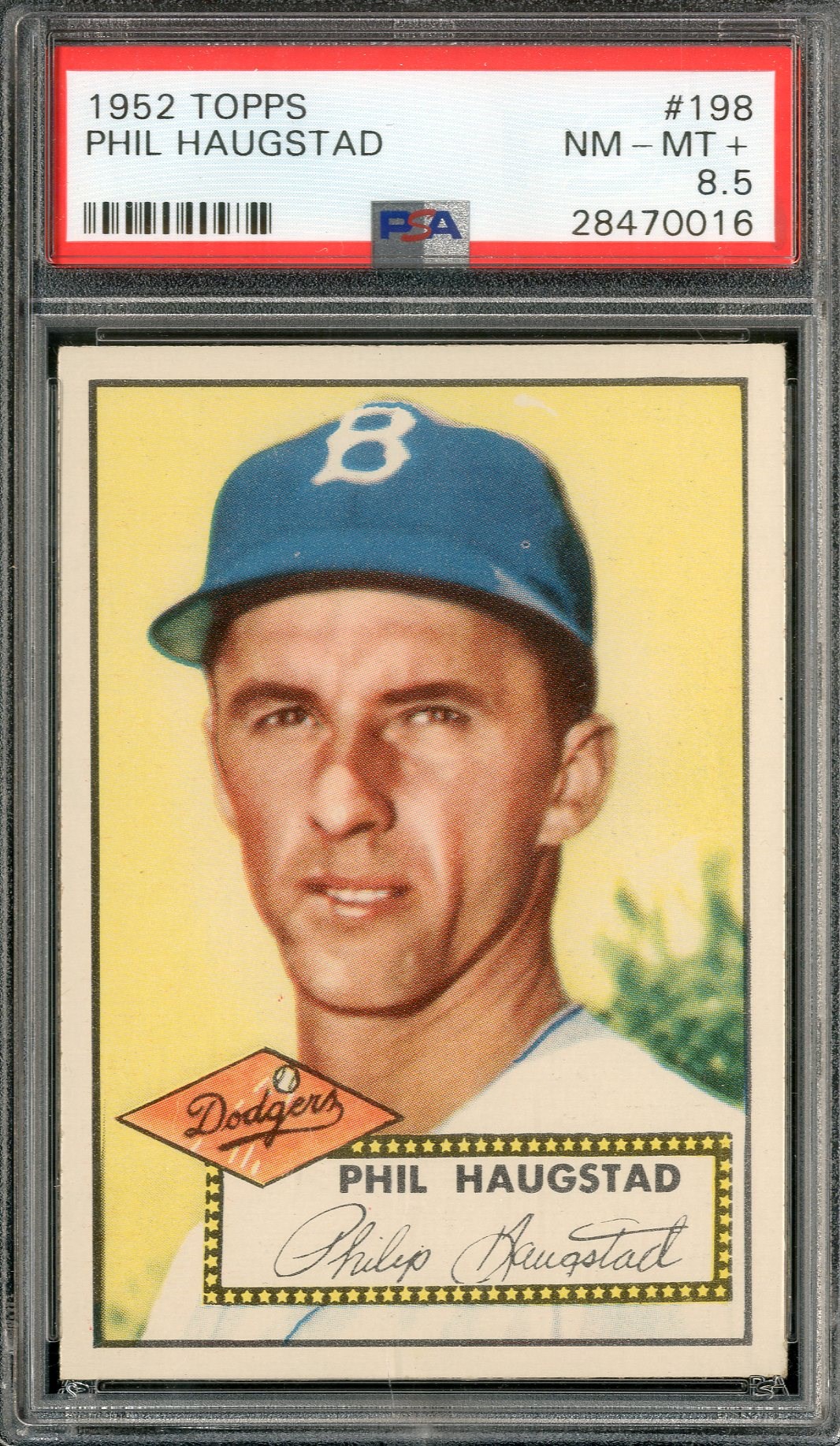 Baseball and Trading Cards - 1952 Topps #198 Phil Haugstad - PSA NM-MT+ 8.5