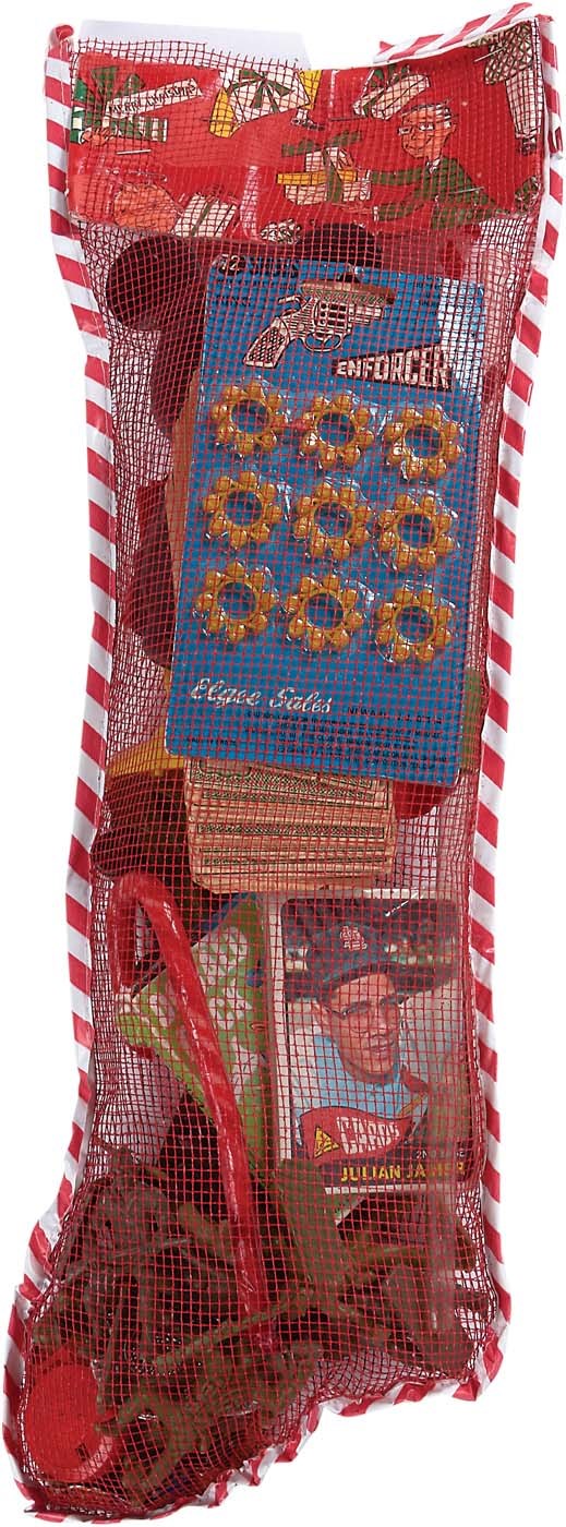 Baseball and Trading Cards - 1960s Christmas Stocking w/1965 Topps Cello Pack Inside