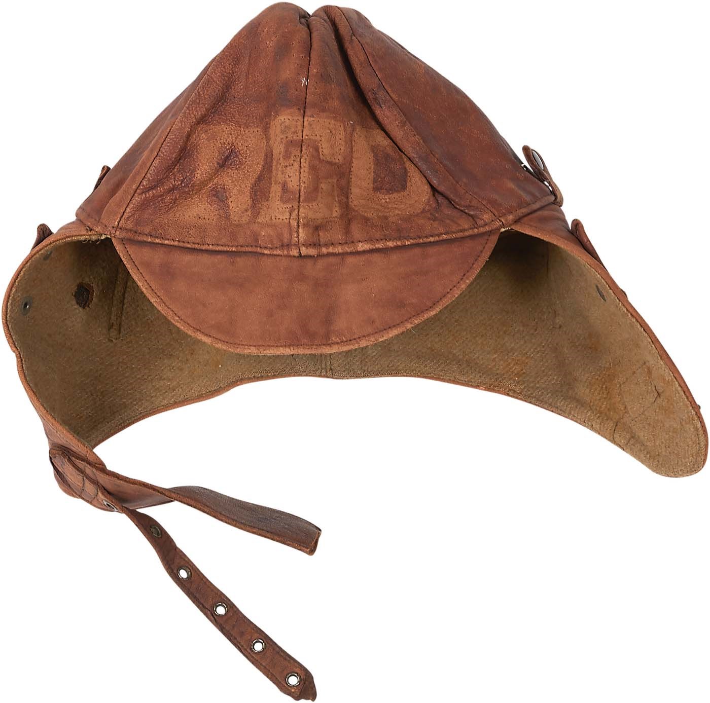 - 1910's Spalding REO Speed Wagon Leather Racing Helmet