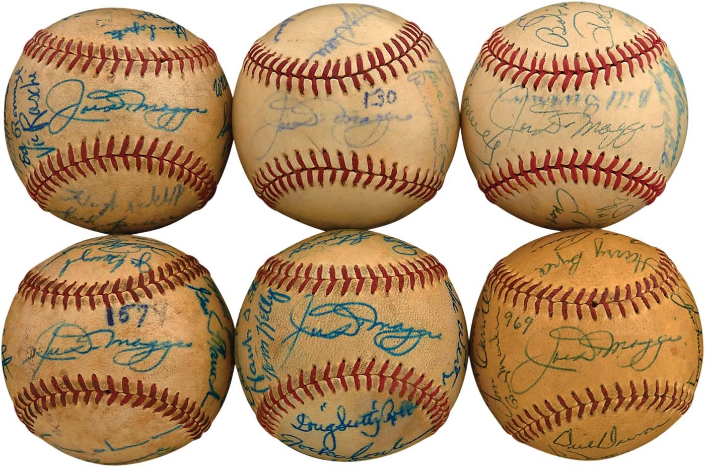 - 1940s-50s Yankees & Stars Signed Baseballs ALL w/Joe DiMaggio (6)