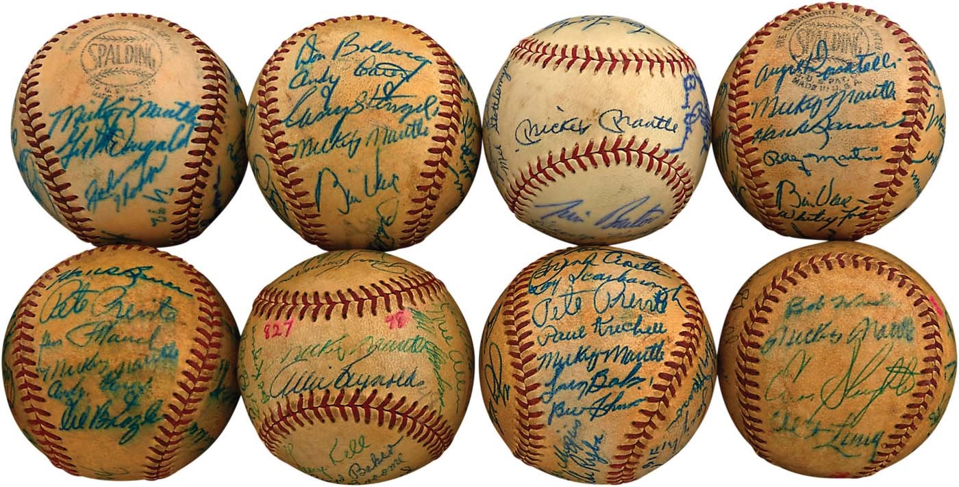 1951-62 NY Yankees World Champion & Stars Team-Signed Baseballs ALL w/Mickey Mantle (8)