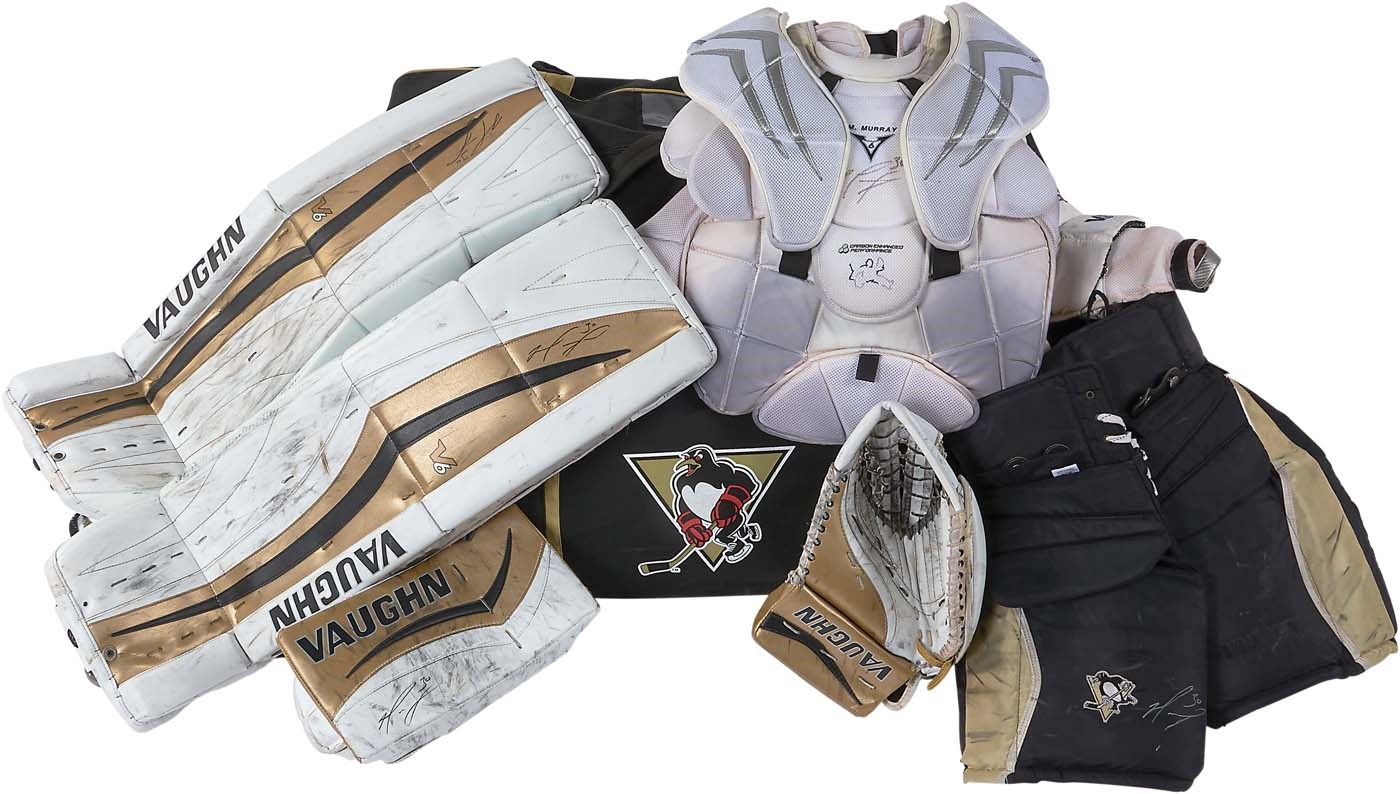 2015-16 Matt Murray Game Worn Goalie Equipment (Penguins Letter)