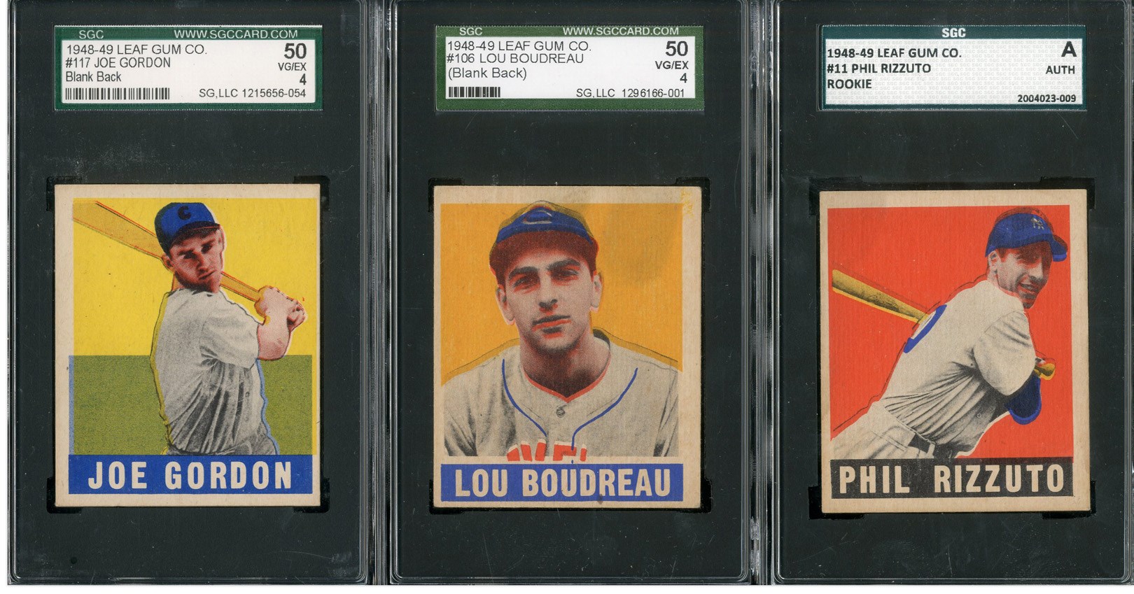 Baseball and Trading Cards - 1948 Leaf SGC Graded HOFer Collection of Blank Backs (3)
