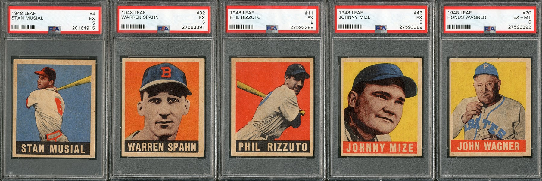 Baseball and Trading Cards - 1948 Leaf PSA Graded HOFer Collection of FIVE Cards