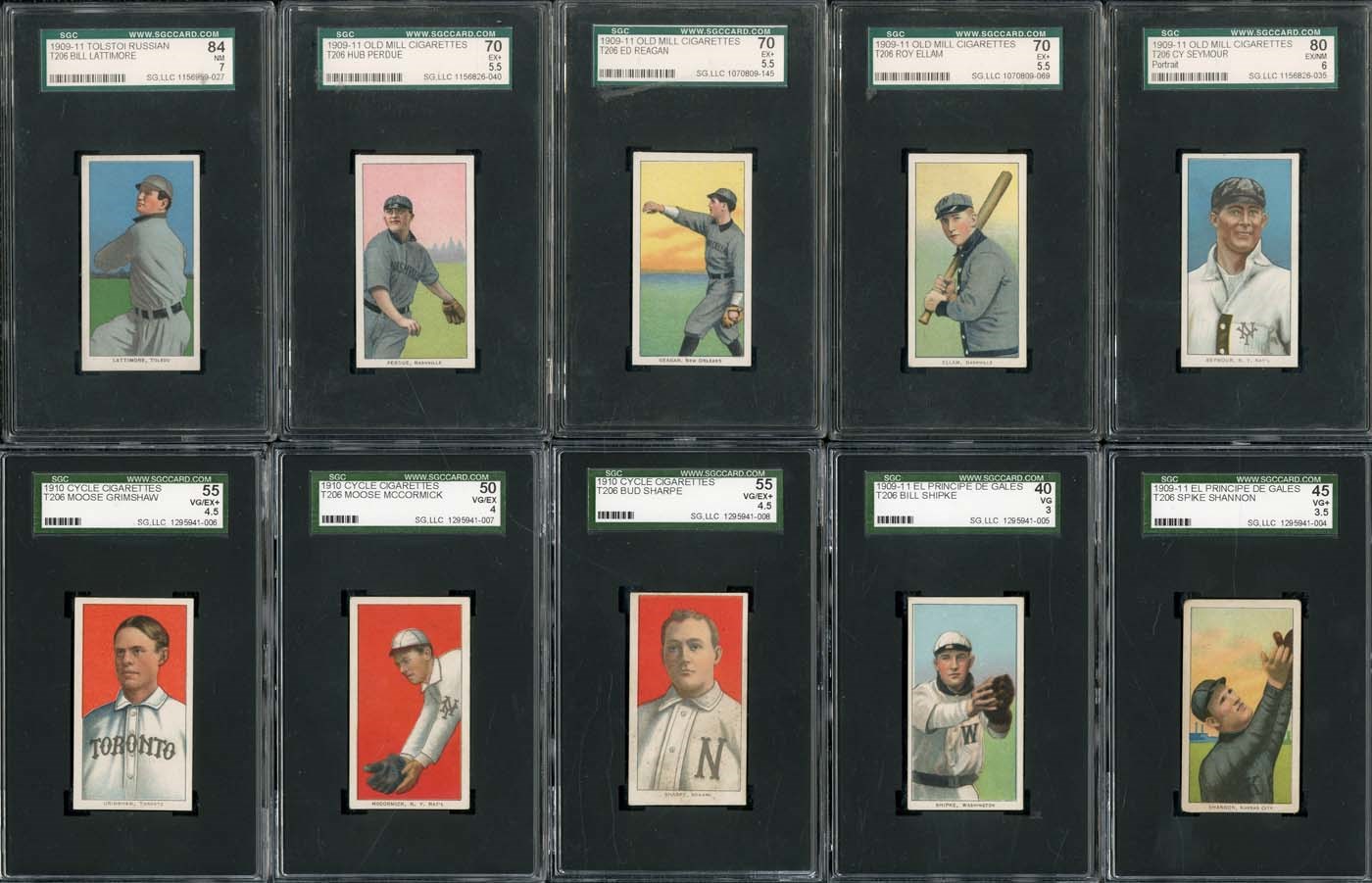 - T206 SGC Graded Collection of Rare and Tough Backs