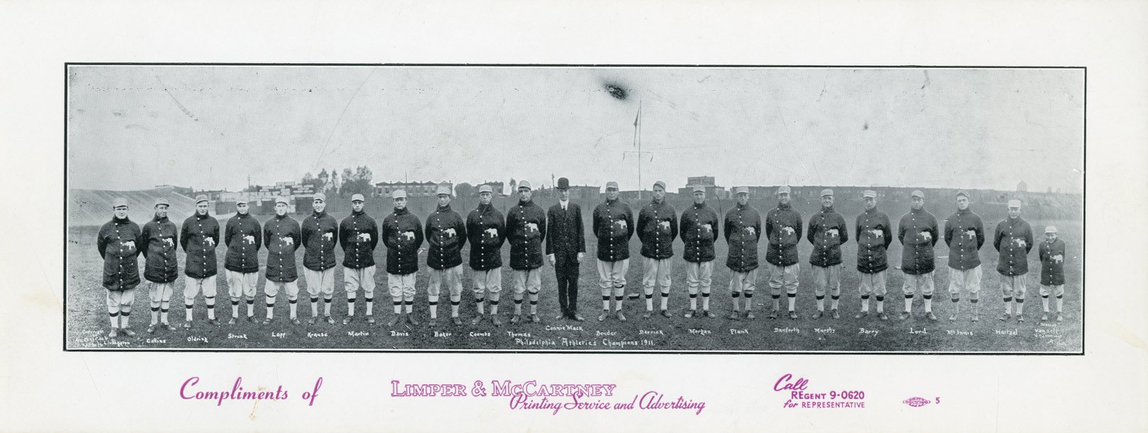 Baseball Memorabilia - 1911 World Champions Philadelphia Athletics Advertising Print