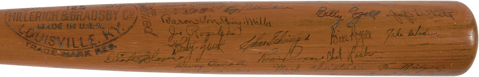 Ty Cobb and Detroit Tigers - 1938 Billy Rogell Detroit Tigers Team-Signed Bat (PSA)