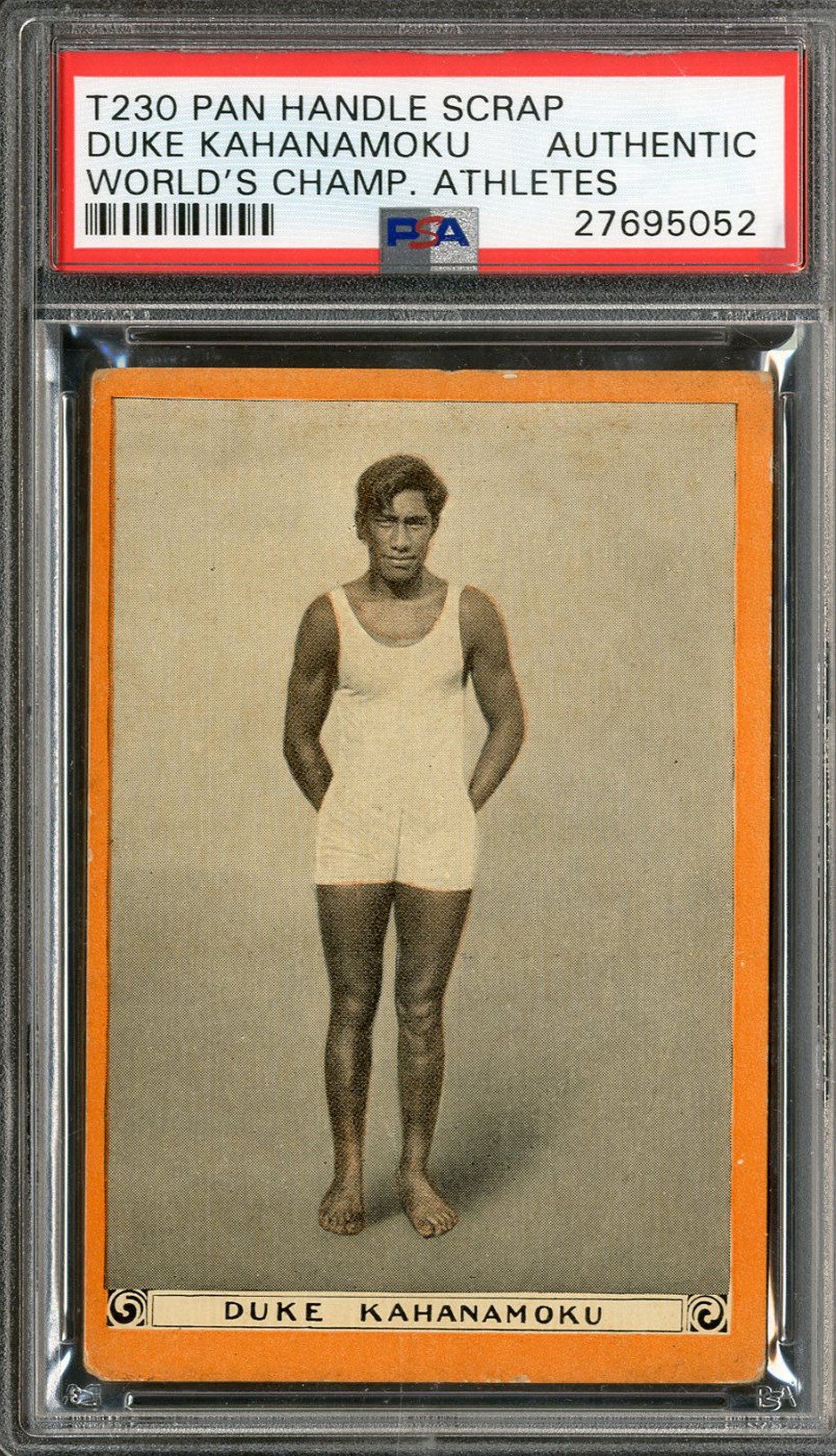 Baseball and Trading Cards - 1913 T230 Pan Handle Scrap - Duke Kahanamoku Rookie Card - PSA AUTHENTIC