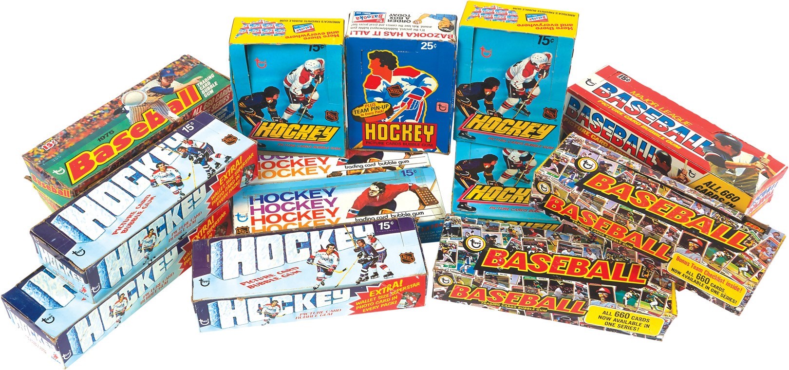 - 1970s Topps Baseball and Hockey Collection of Sets with Original Wax Boxes!