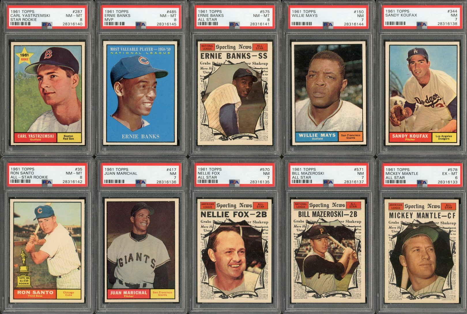 Baseball and Trading Cards - 1961 Topps HIGH GRADE Complete Set (587) 24-PSA Graded