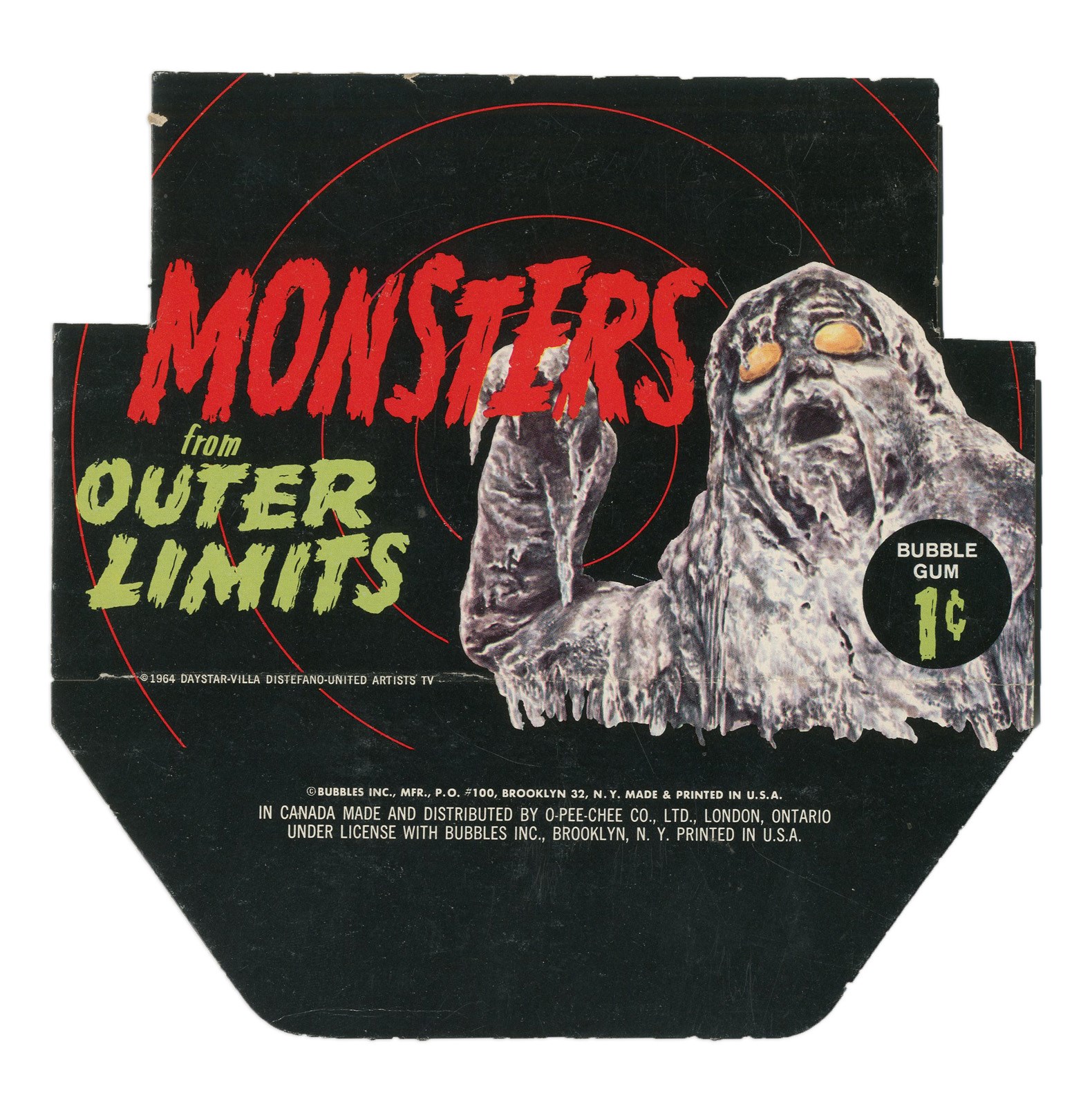 - 1964 Topps Outer Limits Display Box Top - Original File Copy!
