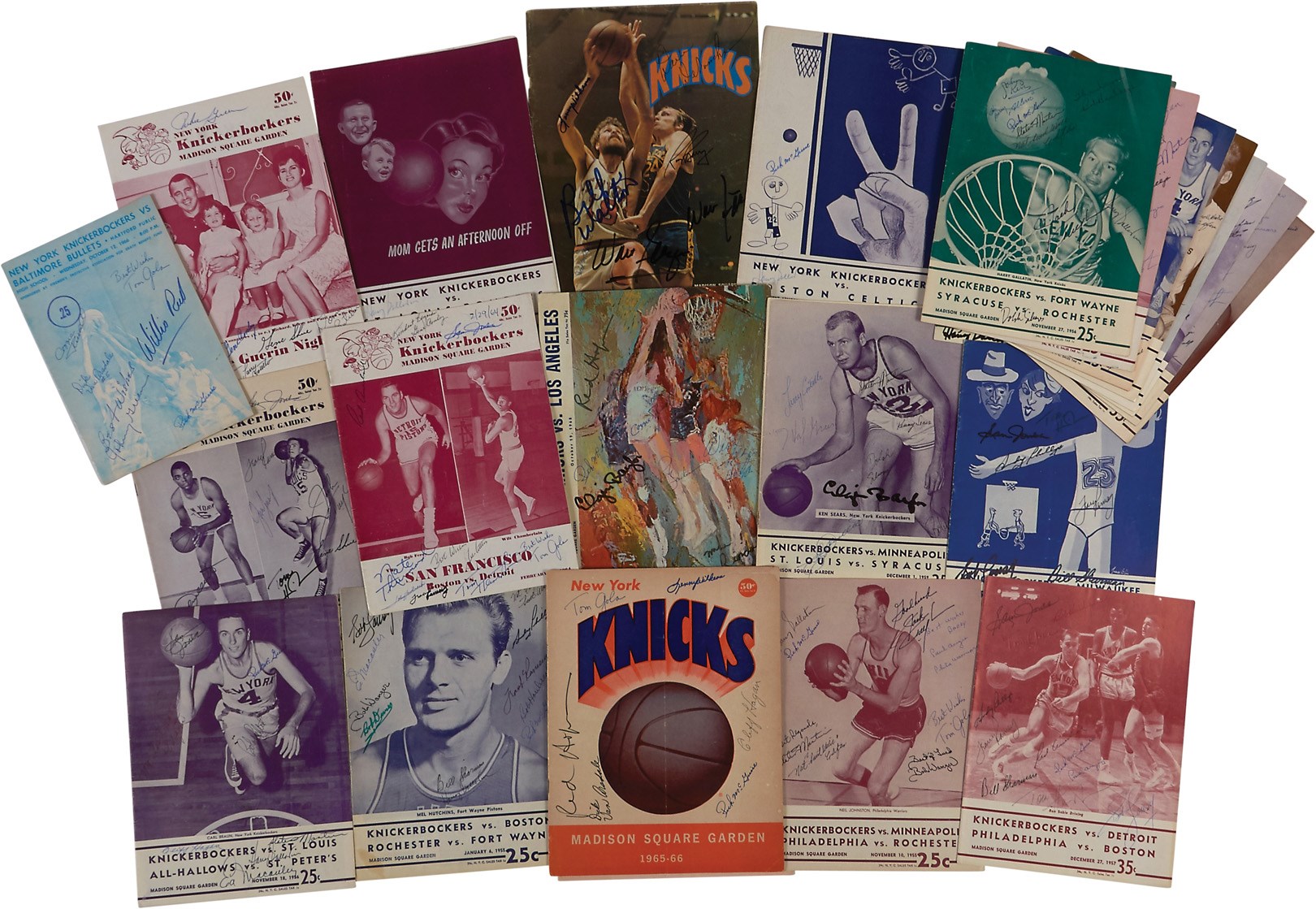Basketball - 1940s-70s New York Knickerbockers Autographed Program Archive - 650+ Sigs (90+)
