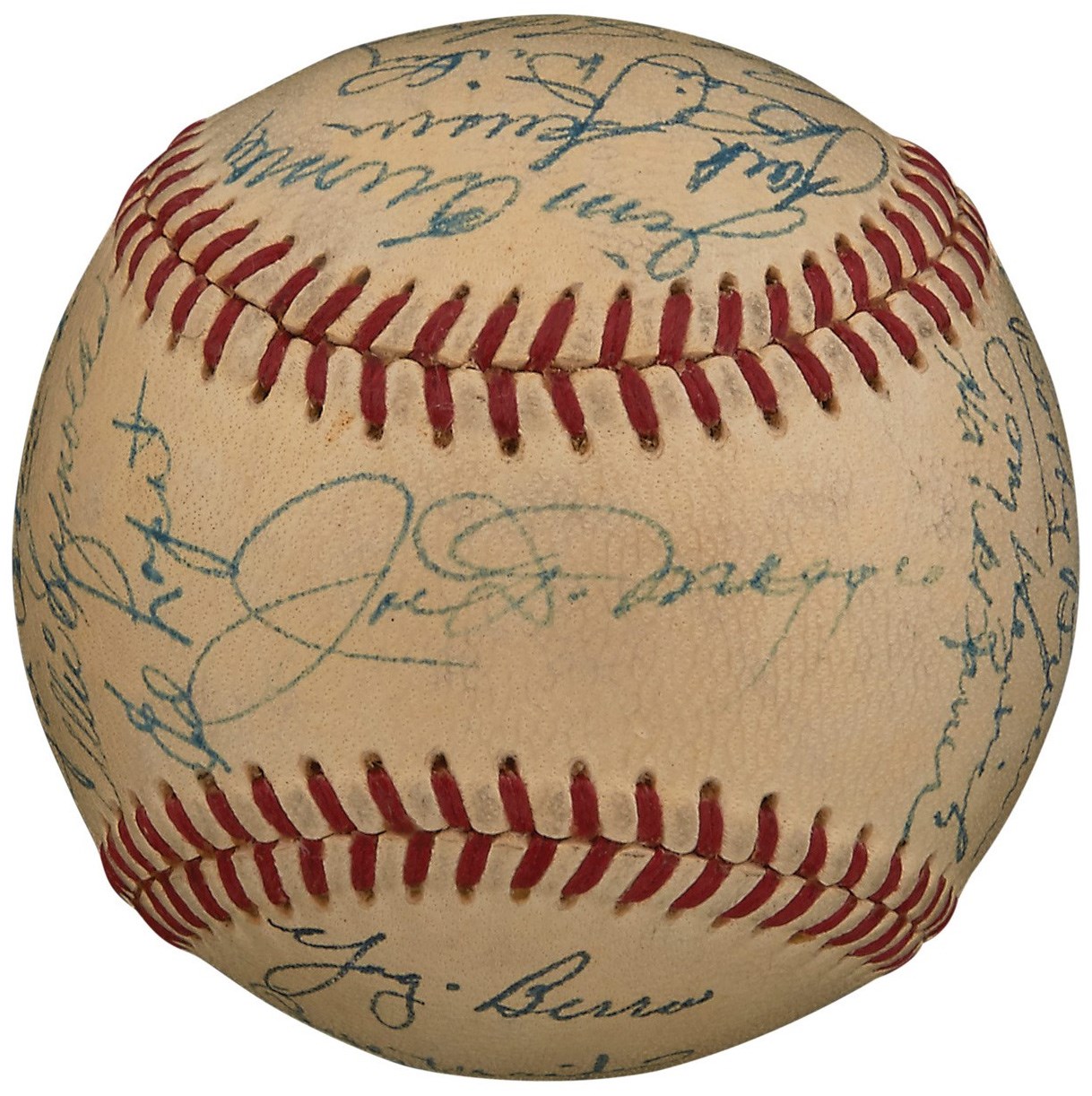 NY Yankees, Giants & Mets - High Grade 1950 World Champion Yankees Team-Signed Baseball - Zero Clubhouse (PSA)