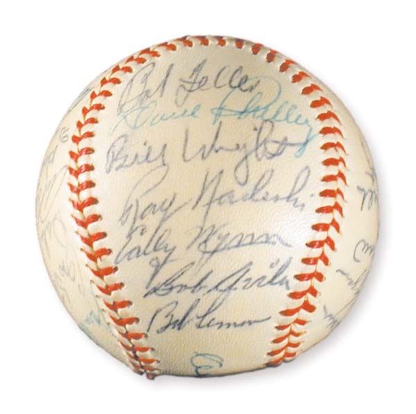 Autographed Baseballs - 1954 Cleveland Indians Team Signed Baseball