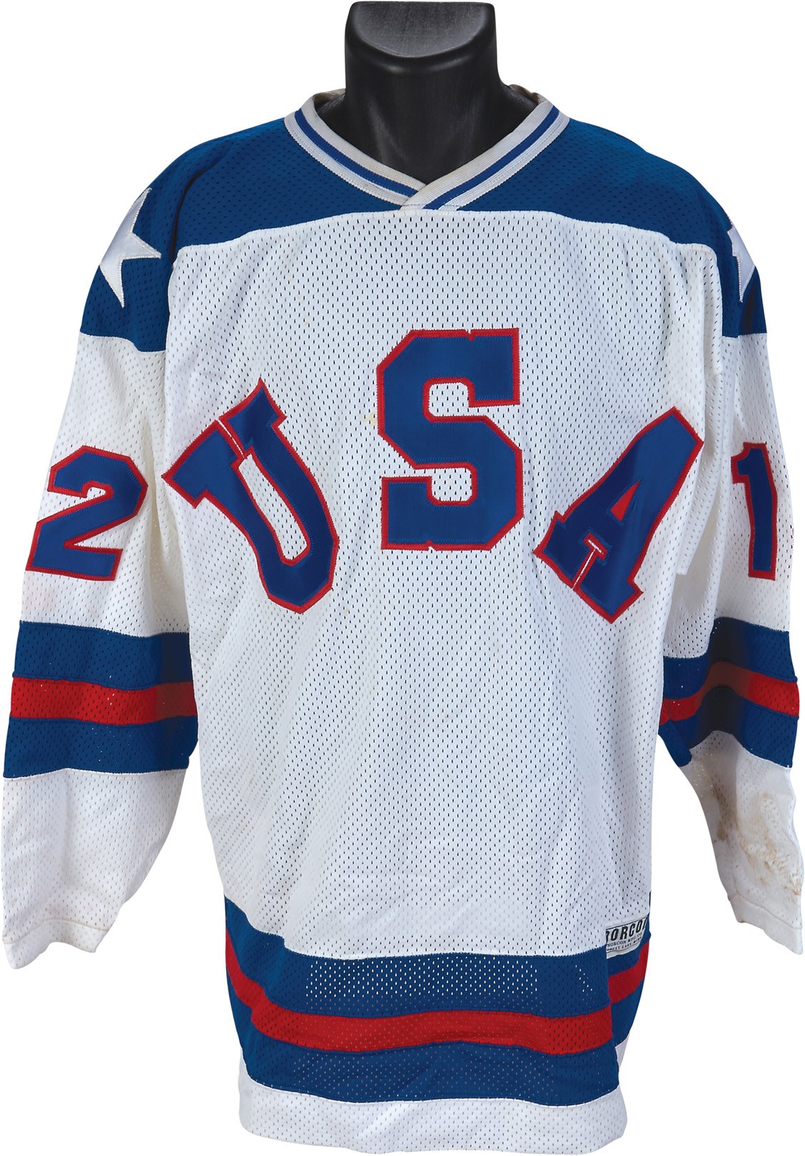 - 1980 Jack Hughes Team USA Pre-Olympics Game Worn Jersey