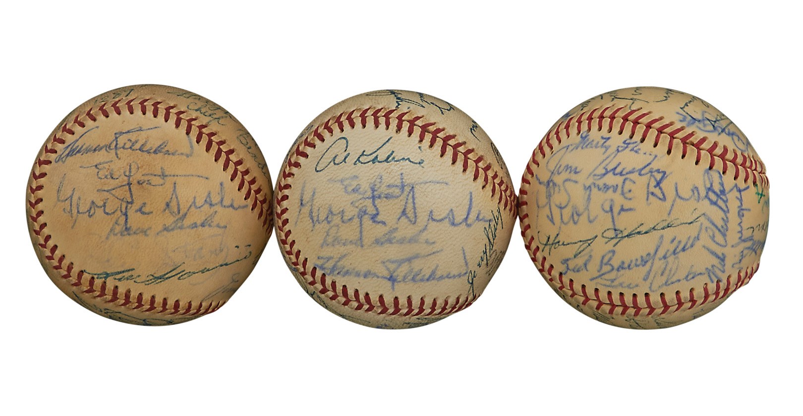 The John O'connor Signed Baseball Collection - 1960s Hall of Fame & Old Timers Signed Baseballs ALL w/George Sisler (PSA) (3)