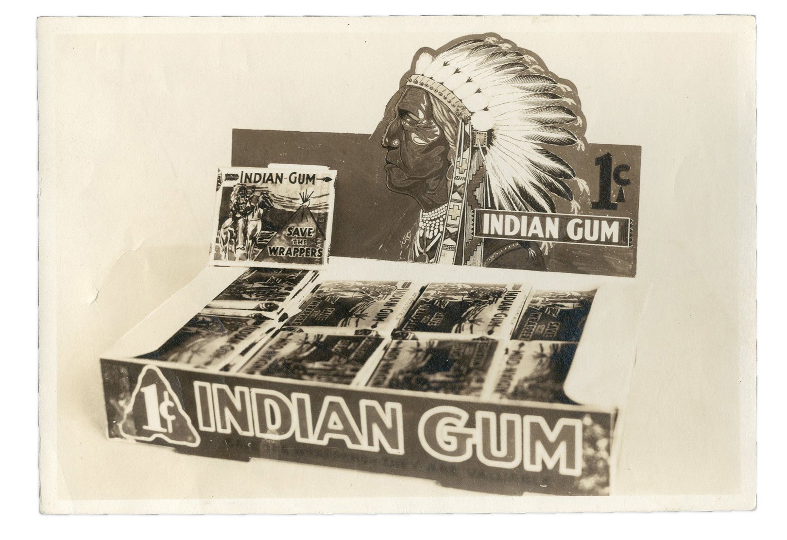 Baseball and Trading Cards - 1930s Indian Gum Original Picture of Wax Box - from the Goudey Files!