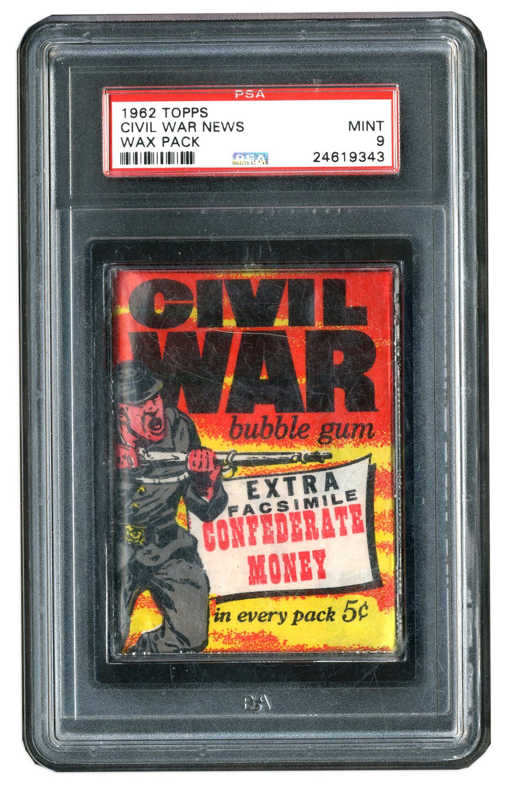 1962 Topps Civil War News Unopenend Wax Pack - PSA MINT 9
