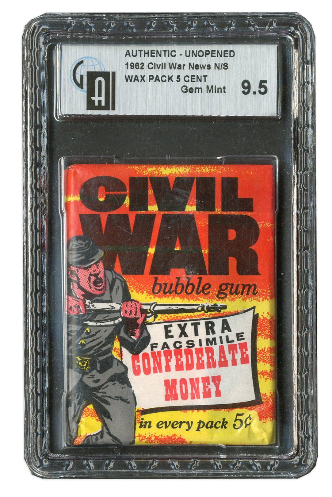 - 1962 Topps Civil War News Unopenend Wax Pack - GAI GEM MINT 9.5