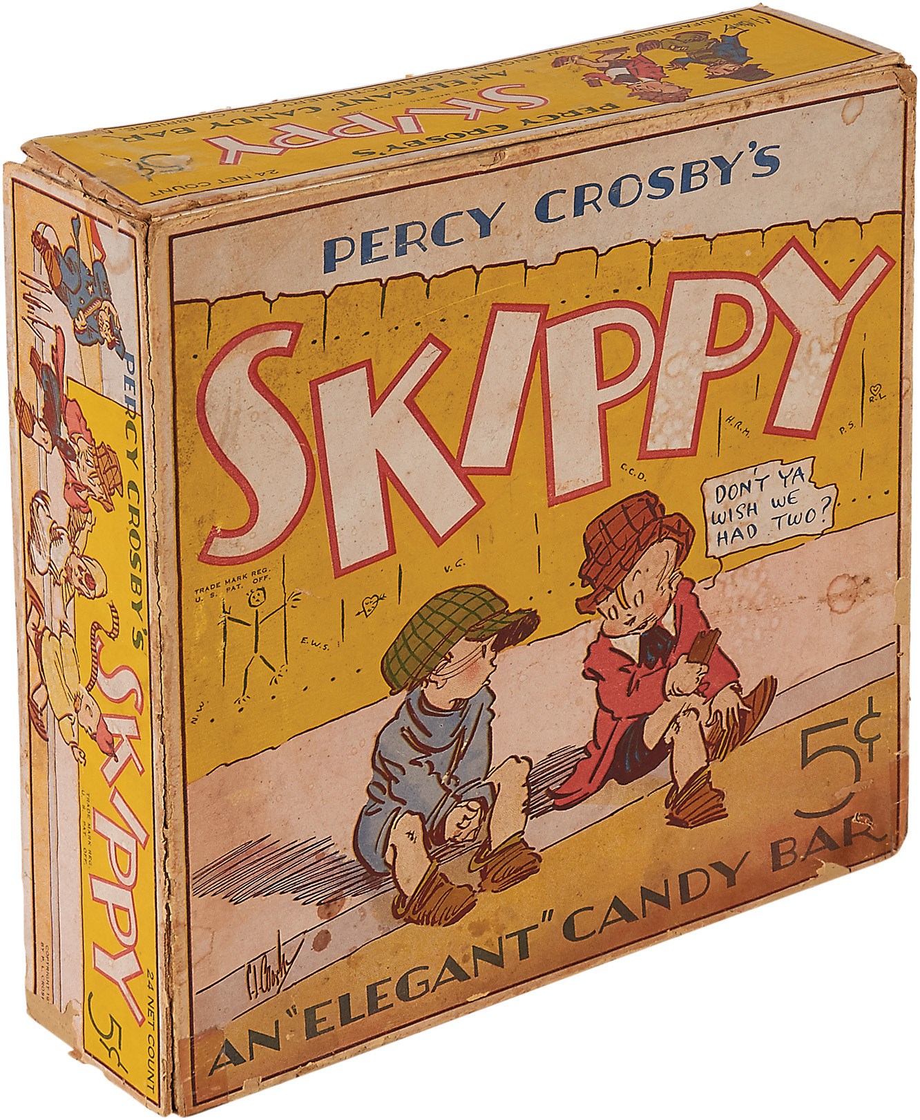 Baseball and Trading Cards - 1931 Percy Crosby Skippy "Elegant Candy" Bar Display Box