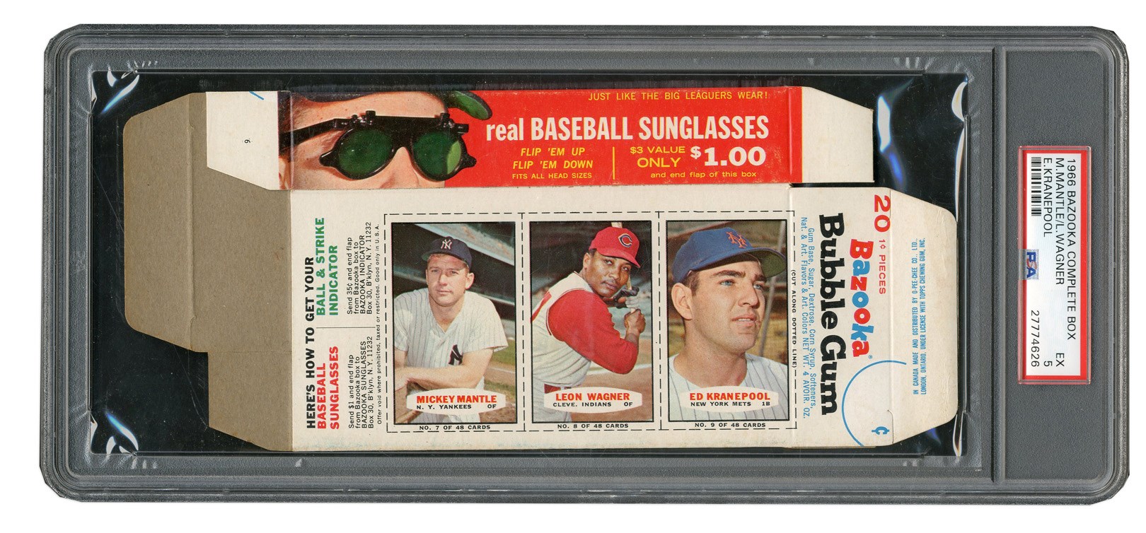 Baseball and Trading Cards - 1966 Bazooka Complete Box with Mickey Mantle - PSA EX 5