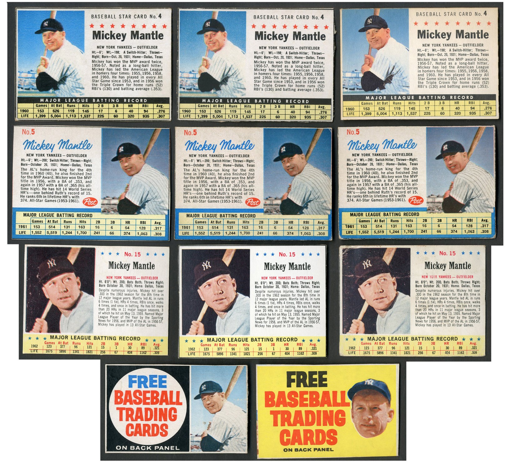 Baseball and Trading Cards - 1950s-1970s Topps Mickey Mantle Oddball Collection - LOADED!