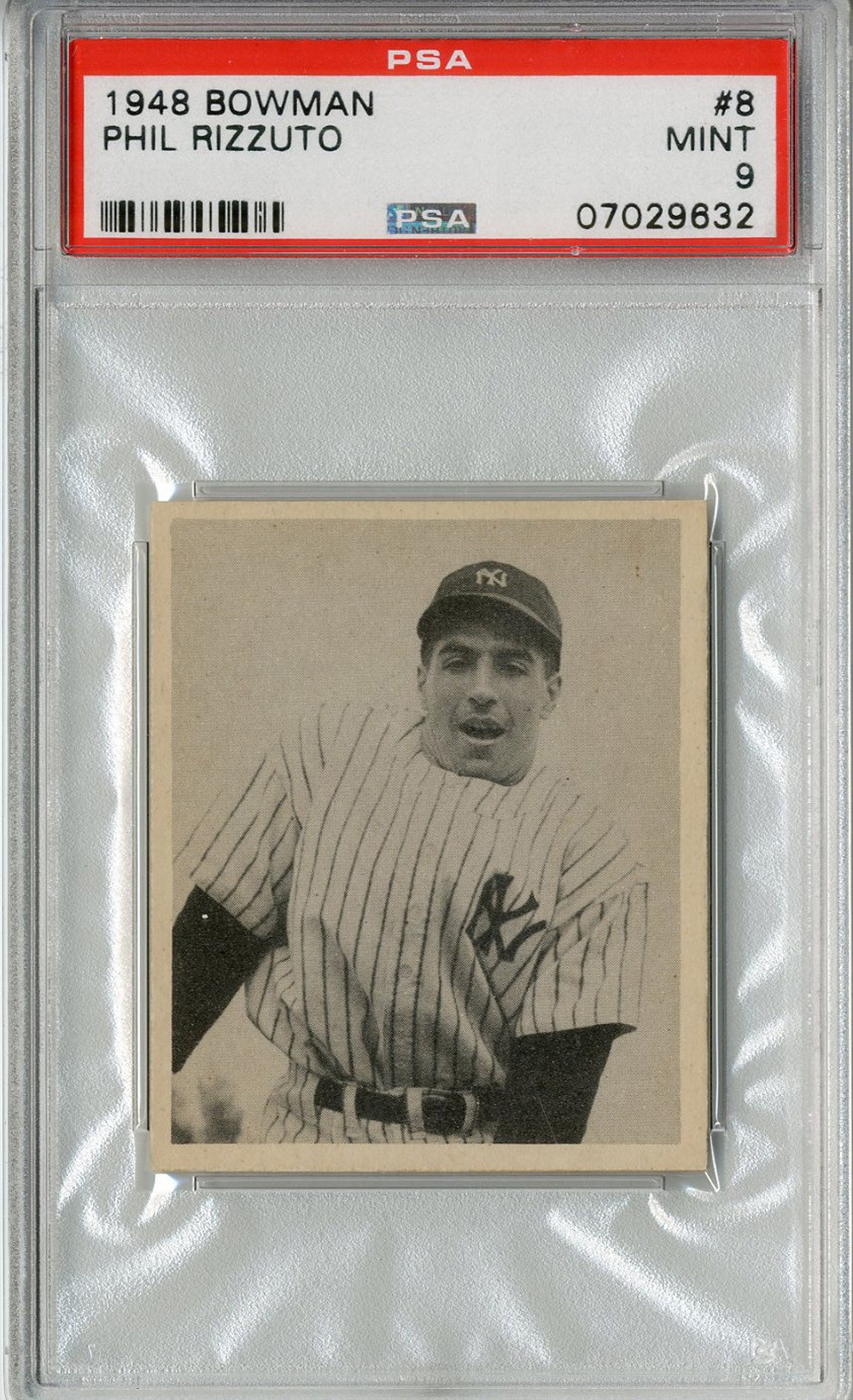 Baseball and Trading Cards - 1948 Bowman #8 Phil Rizzuto Rookie - PSA MINT 9