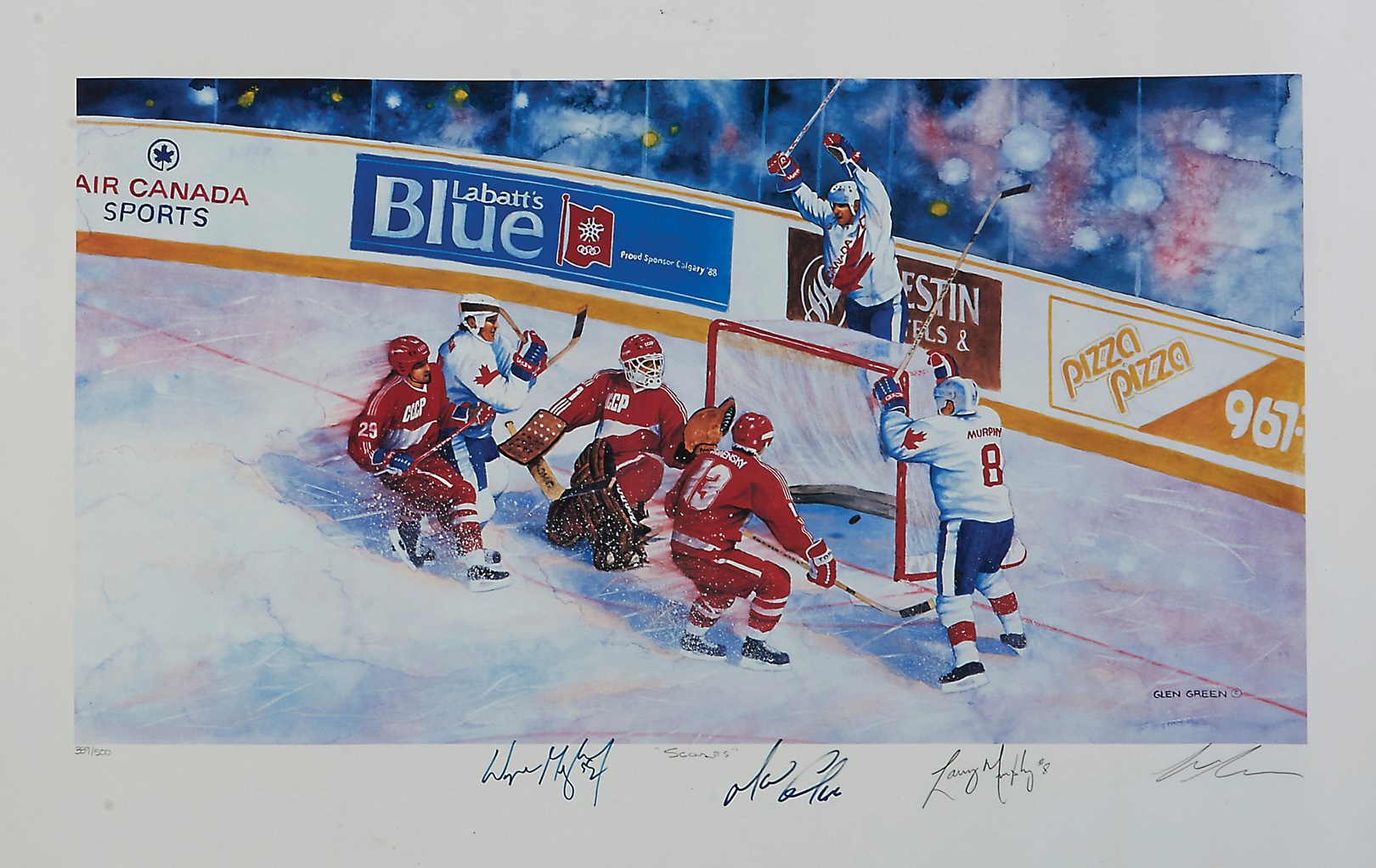 - "Shoots" and "Scores" Lithographs Signed by Gretzky and Lemieux (2)