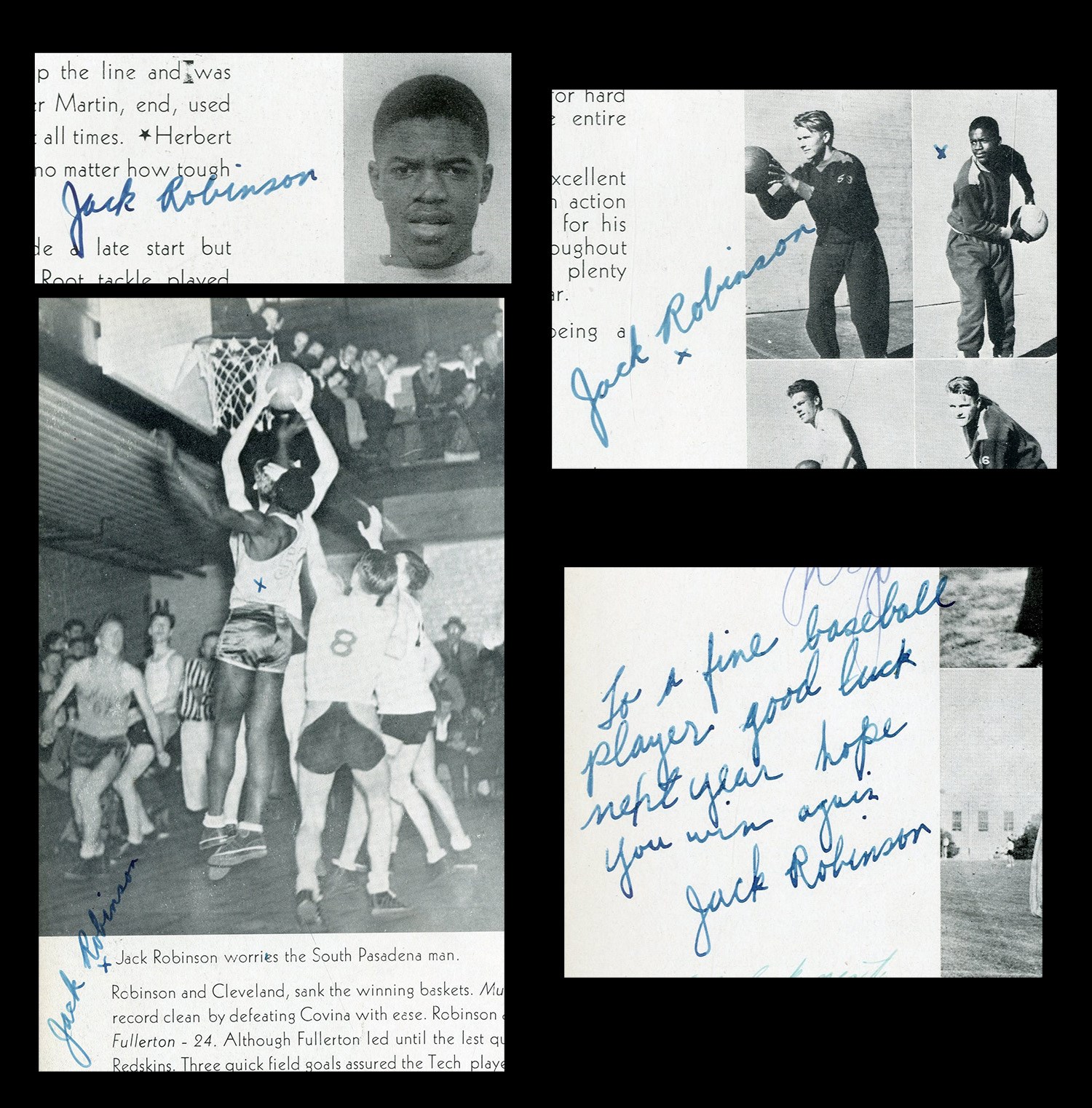 - 1936 Jackie Robinson Signed High School Yearbook - Signed Four Times (PSA)