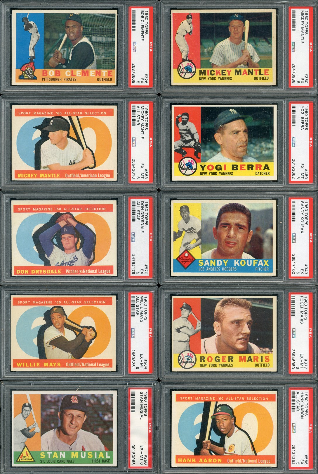 Baseball and Trading Cards - 1960 Topps Complete Set (with 55 PSA Graded)